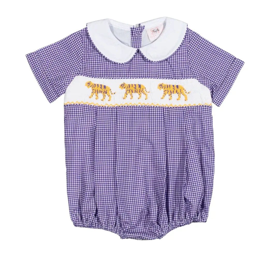 Noah LSU Tigers Purple Gingham Baby Bubble
