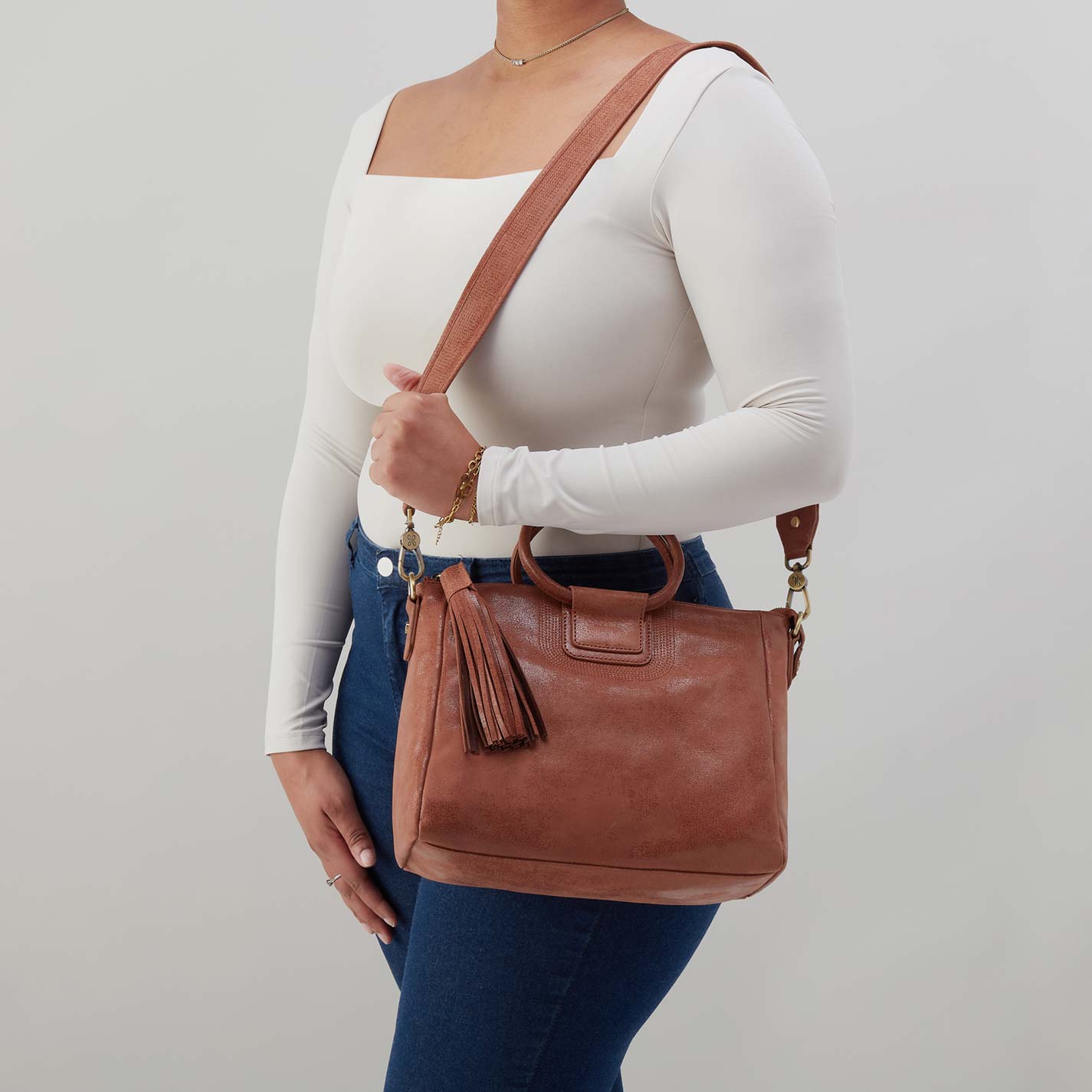 Hobo Sheila Medium Satchel in Buffed Leather - Burnished Saddle - Little Miss Muffin Children & Home