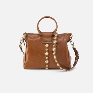 Hobo Sheila Medium Satchel Polished Leather in Truffle With Studs