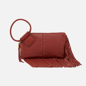 Hobo Sable Wristlet In Pebbled Leather - Rust