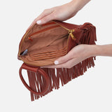 Hobo Sable Wristlet In Pebbled Leather - Rust