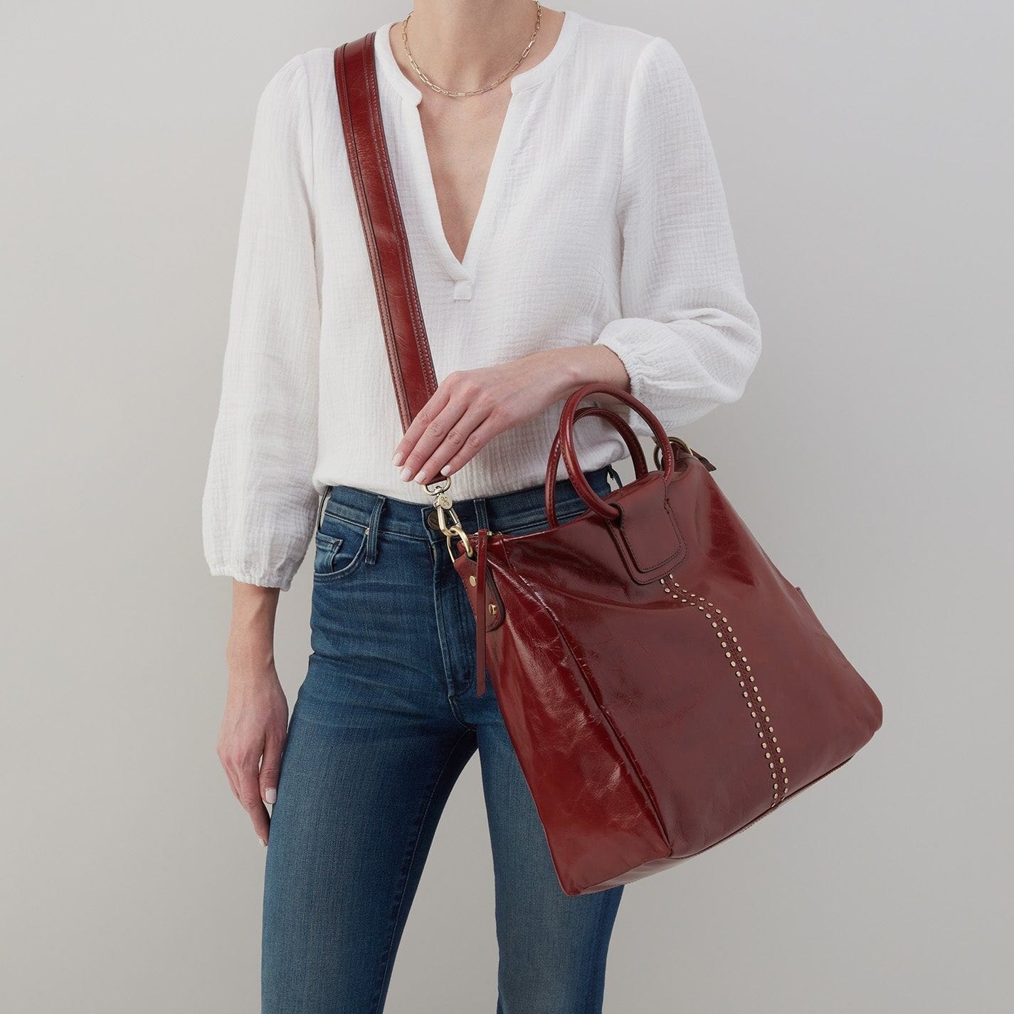 Hobo Hobo Sheila Large Satchel In Polished Leather With Studs - Little Miss Muffin Children & Home