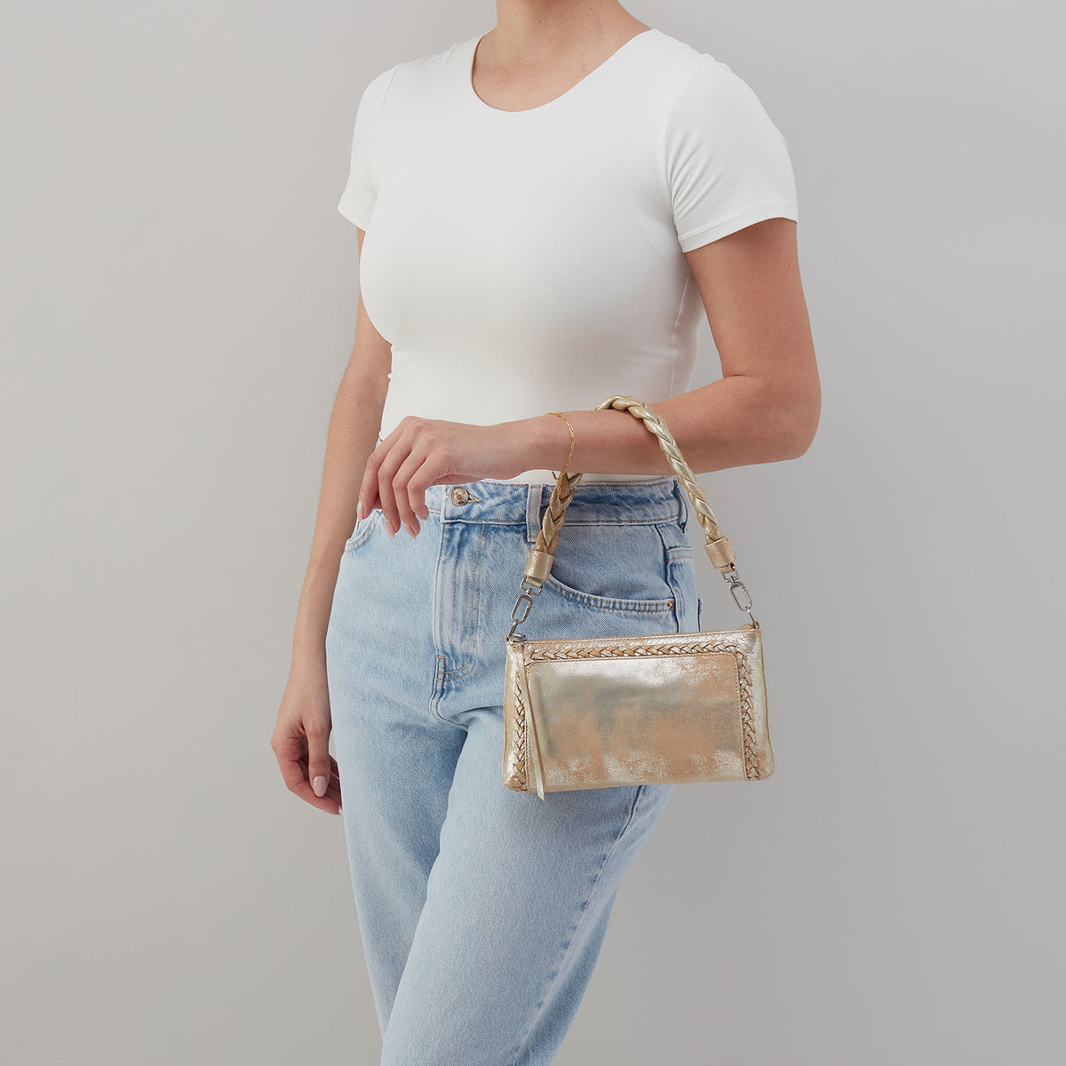 Hobo Darcy Crossbody In Metallic Leather Saddle Stardust - Little Miss Muffin Children & Home