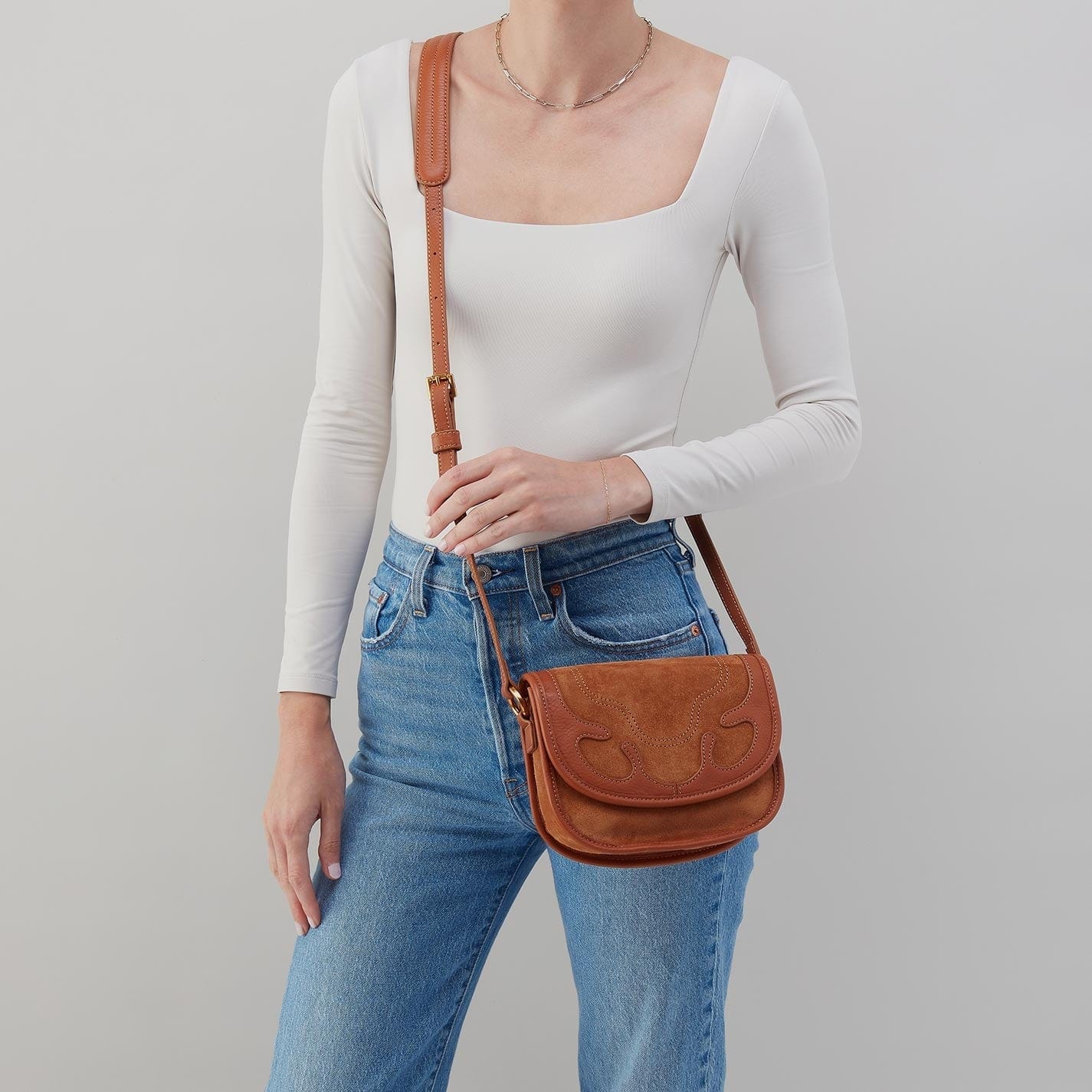 Hobo Kiva Small Crossbody in Suede Leather, Oak Barrel - Little Miss Muffin Children & Home