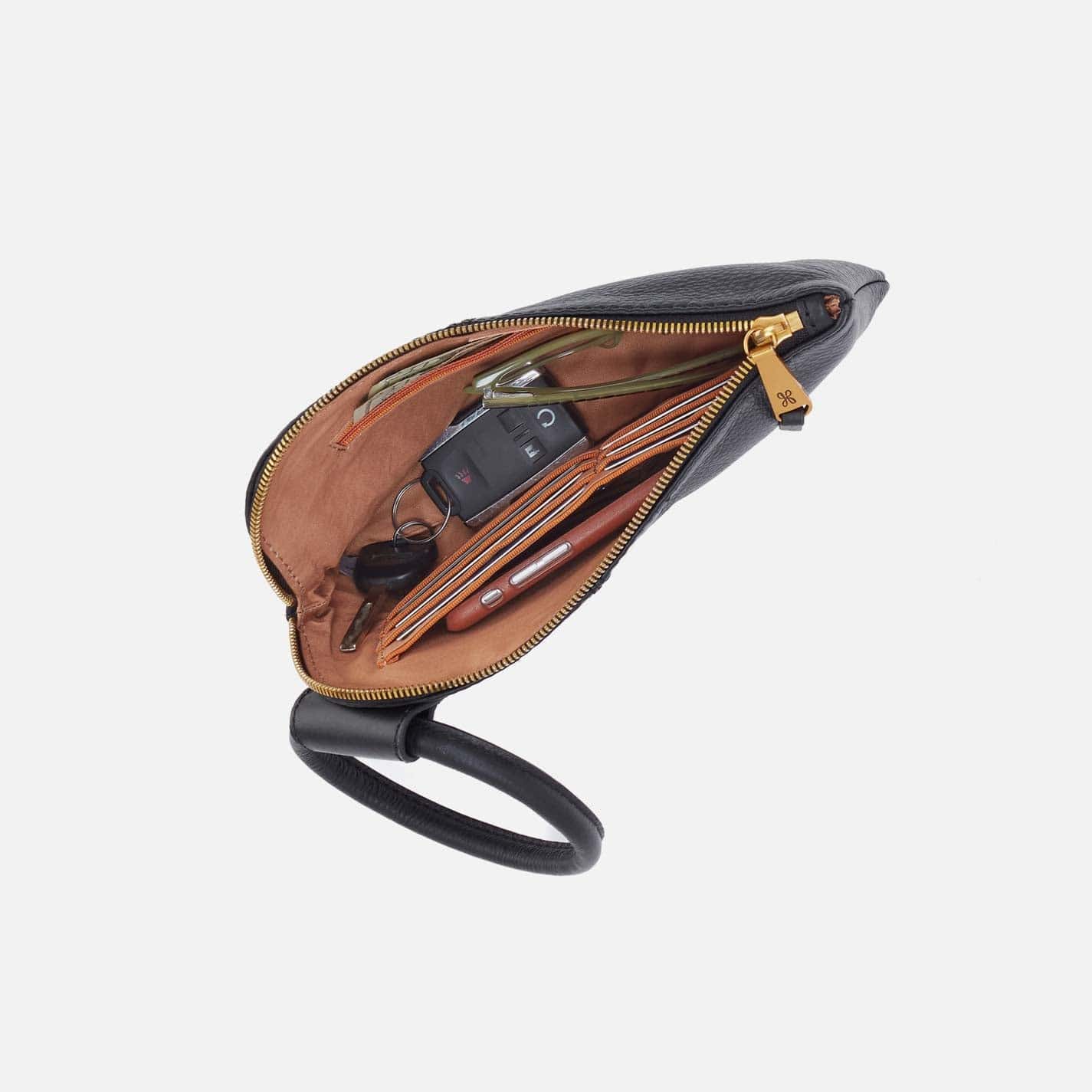 Hobo Sable Wristlet in Pebbled Leather, Black - Little Miss Muffin Children & Home