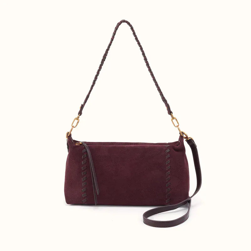 Hobo Darcy Shoulder Bag in Suede Leather - Dark Cherry