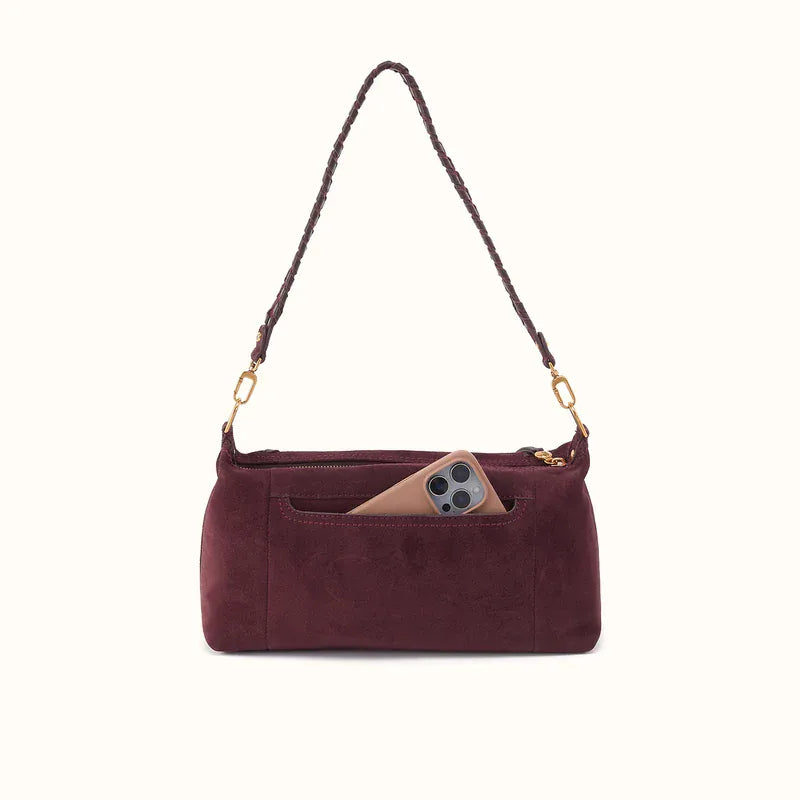 Hobo Darcy Shoulder Bag in Suede Leather - Dark Cherry