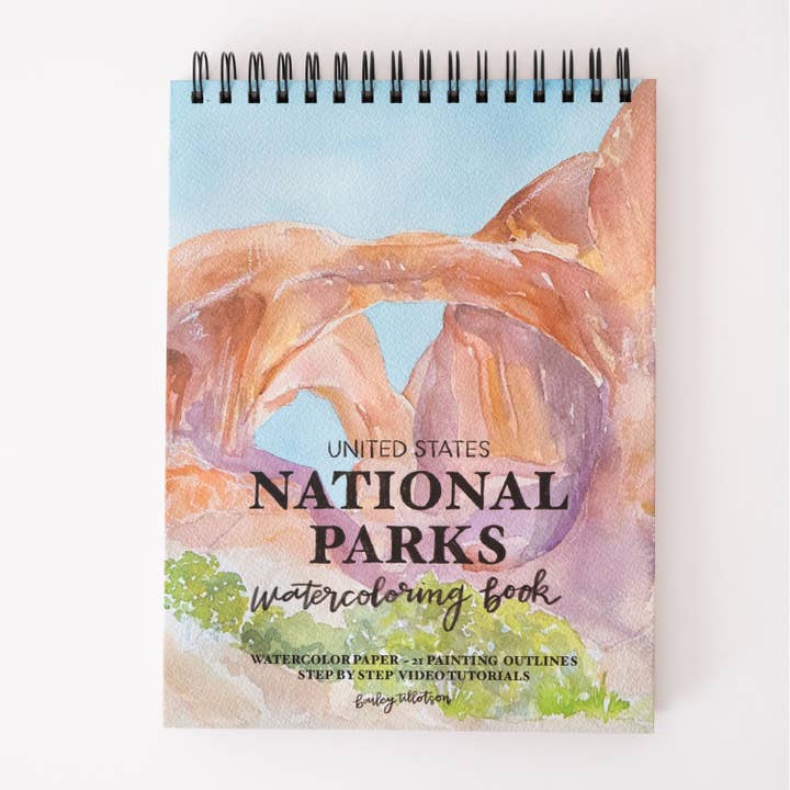 National Parks Watercoloring Book-Outlines with Video Tutorials