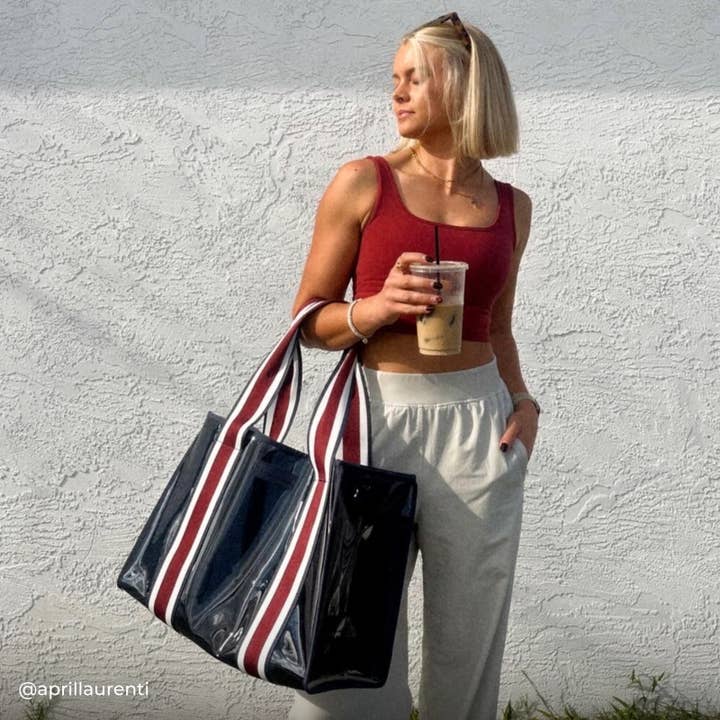 Navy Rugby Stripe Jelly Tote Bag
