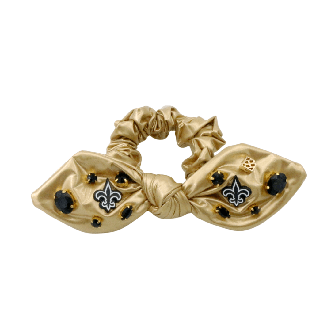 Brianna Cannon Wholesale Brianna Cannon New Orleans Saints Gold Logo Bow Scrunchie - Little Miss Muffin Children & Home