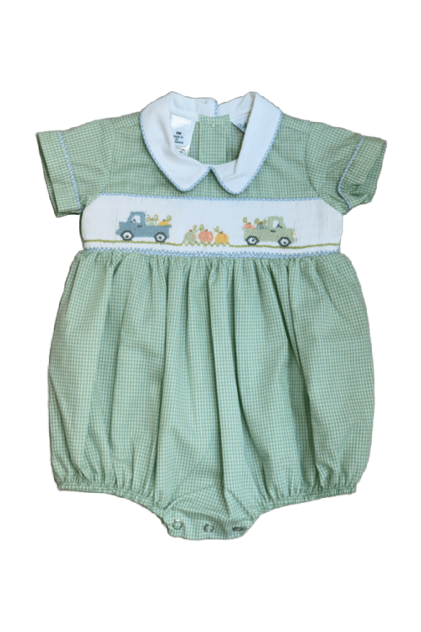 Noah Pumpkin Smocked Boy Bubble