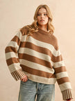 Oatmeal/Camel Striped Sweater Top