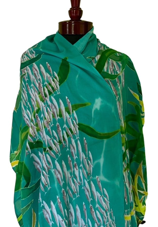 Ocean Love Series - Swirling Sardines Cotton Scarf