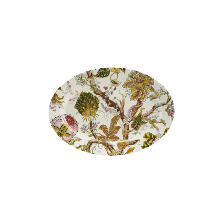 Oval Printed Stoneware Platter with Botanicals