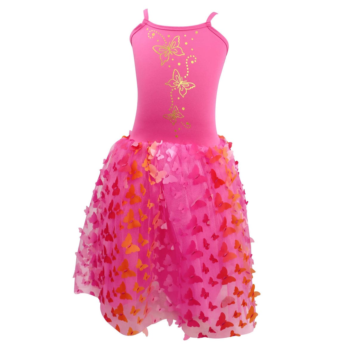 Pink Poppy Butterfly Hot Pink & Gold Multi-layered Dress - Little Miss Muffin Children & Home