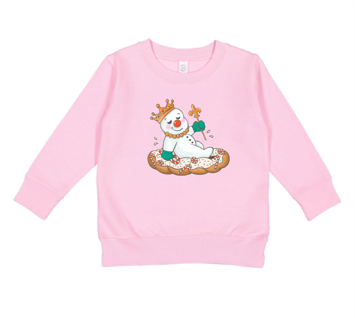 Whereable Art Whereable Art Mr Jingle King Cake Toddler Sweatshirt in Light Pink - Little Miss Muffin Children & Home