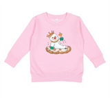 Whereable Art Mr Jingle King Cake Toddler Sweatshirt in Light Pink