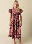 Lilah Bubble Sleeve Floral Midi Dress