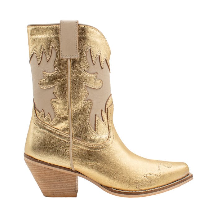 gold volatile cow boy boots