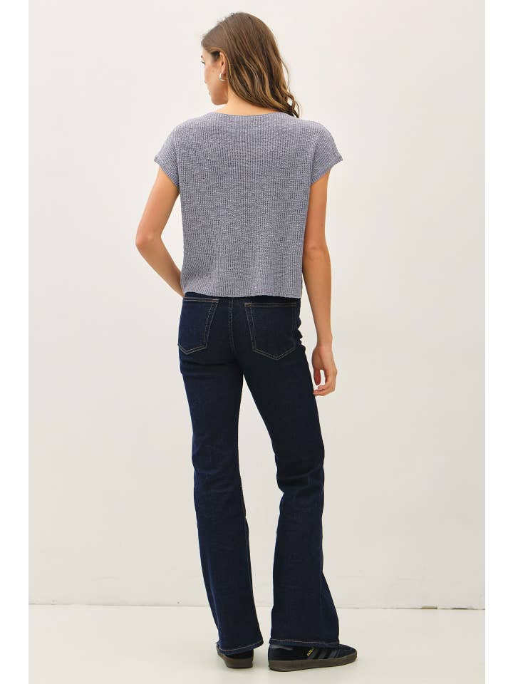 Patch Pocket Dolman Cap Sleeve Boxy Knit