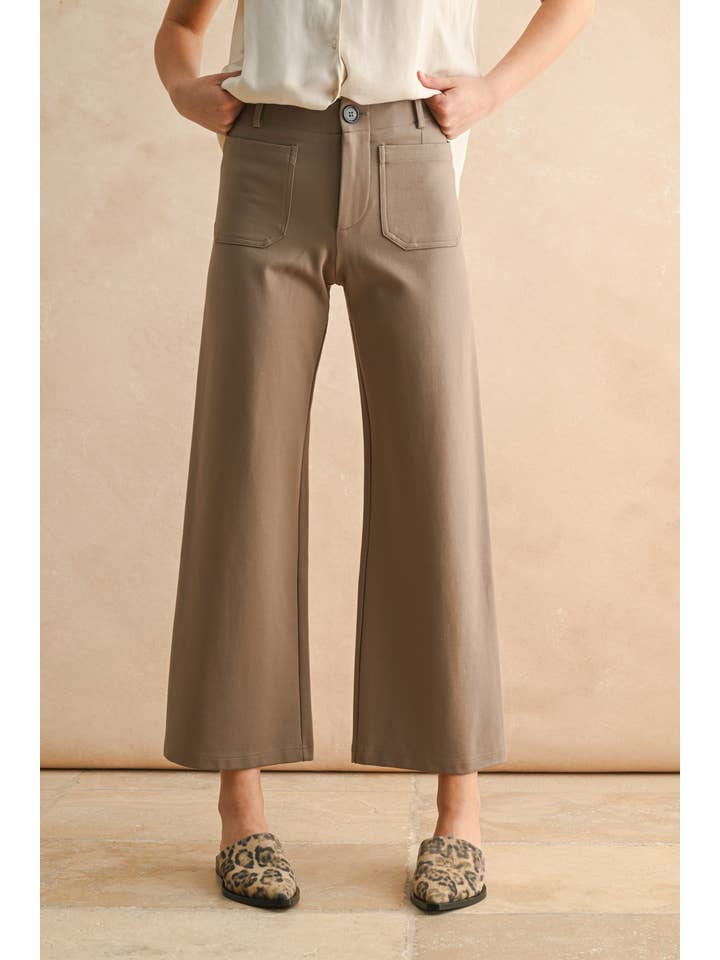brown wide leg pants with pockets