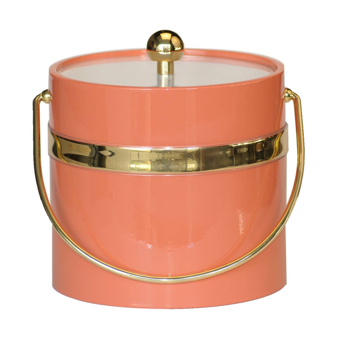 Peach Patten with Single Gold Band 3 Quart Ice Bucket