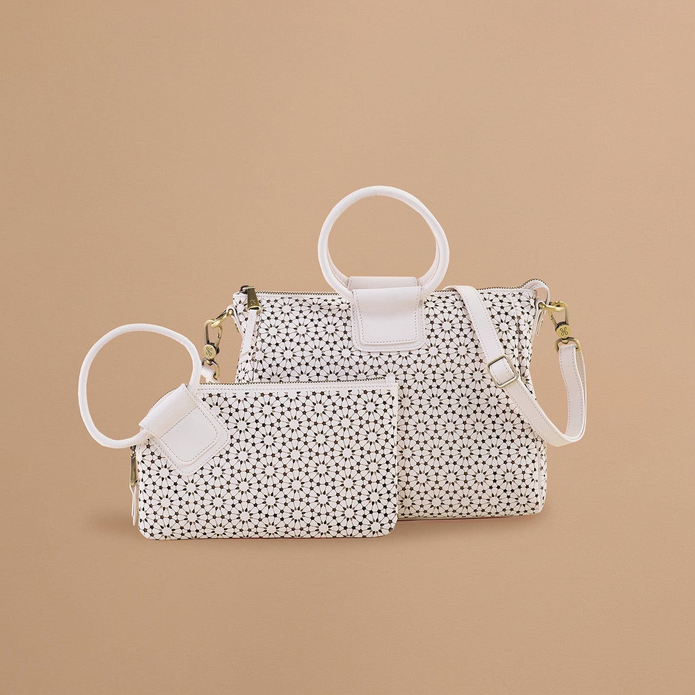 Hobo Hobo Sable Wristlet In Perforated Leather in Ecru Daisy Perf - Little Miss Muffin Children & Home