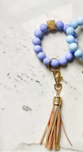 O Wristband Keychain Gold Tassel