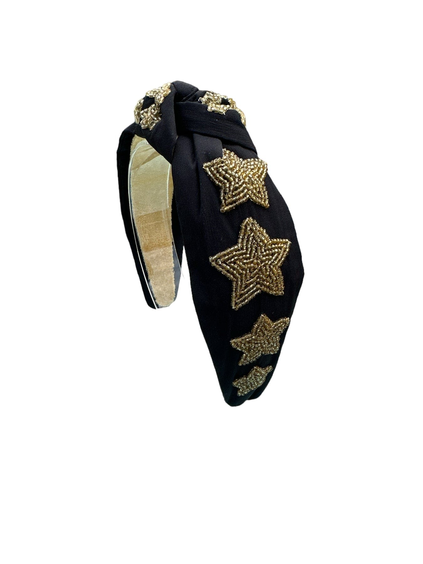 Golden Lily Seed Bead Knot Headband Black with Gold Star - Little Miss Muffin Children & Home