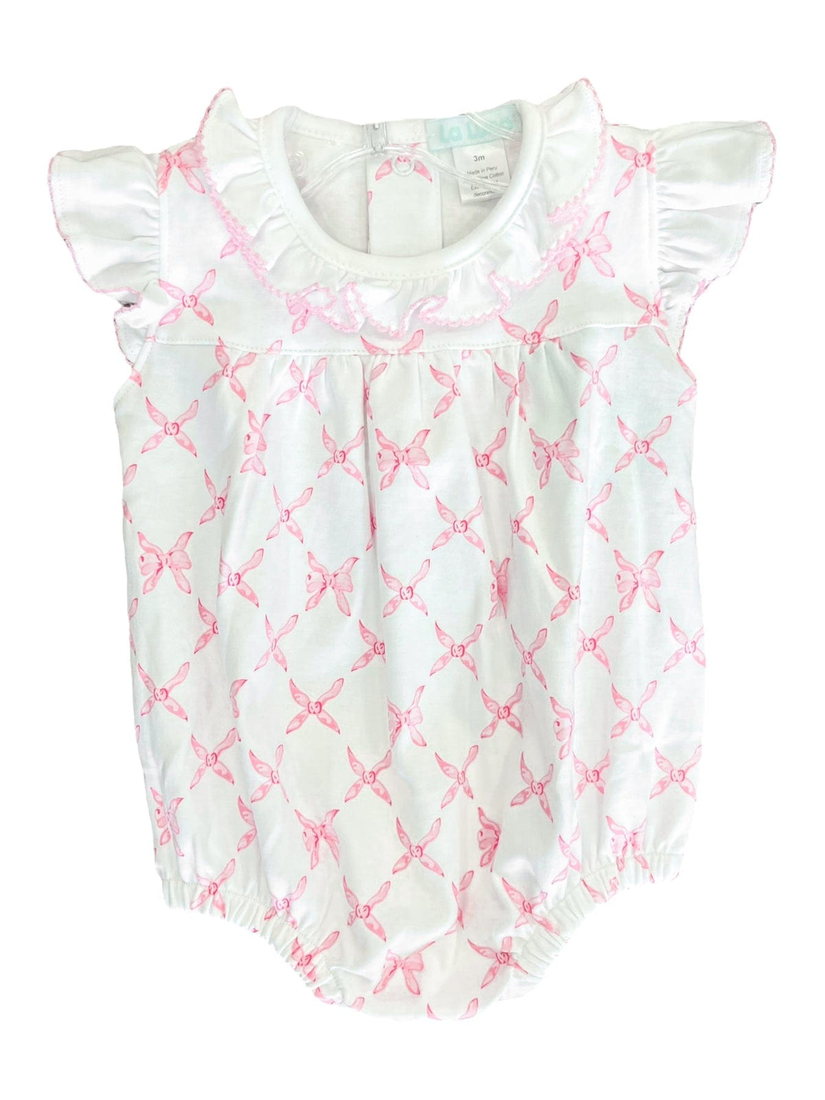 Lulu Bebe Lulu Bebe Bows Print Gigi Ruffle Collar Bubble - Little Miss Muffin Children & Home