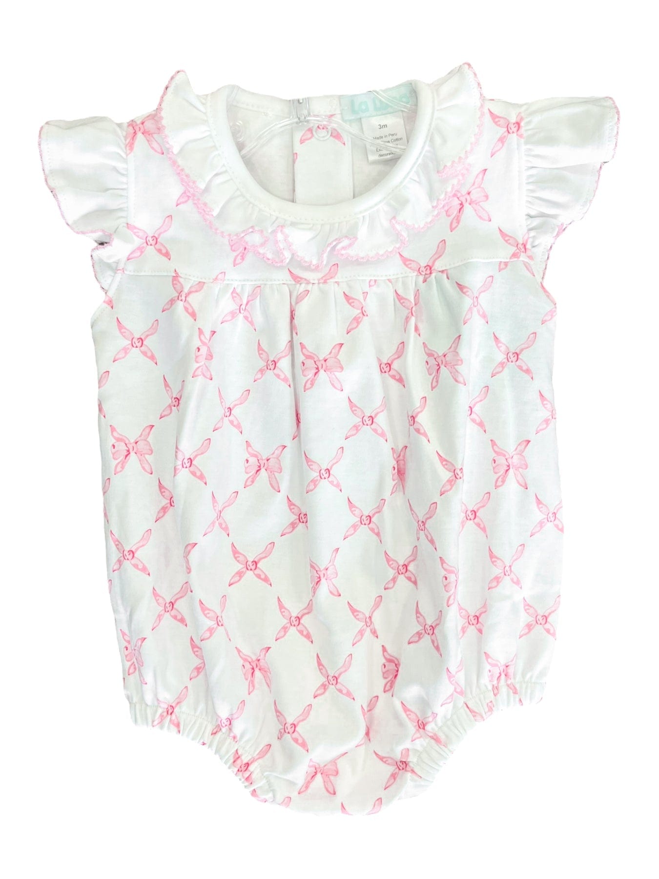 Lulu Bebe Lulu Bebe Bows Print Gigi Ruffle Collar Bubble - Little Miss Muffin Children & Home