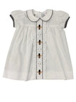 Lulu Bebe Molly Saints Fleur de Lis Embroidered Dress - Little Miss Muffin Children & Home