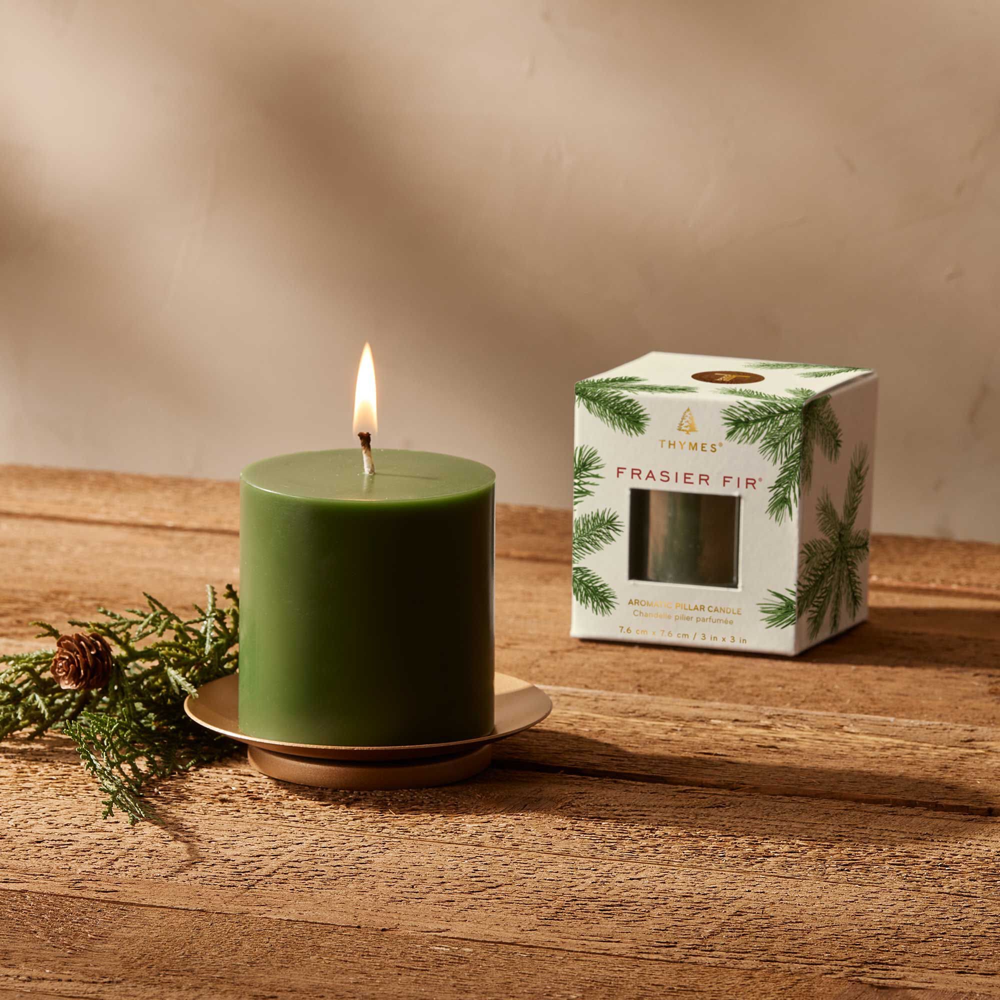 Thymes Thymes Frasier Fir Pillar Candle, Small 3" x 3" - Little Miss Muffin Children & Home