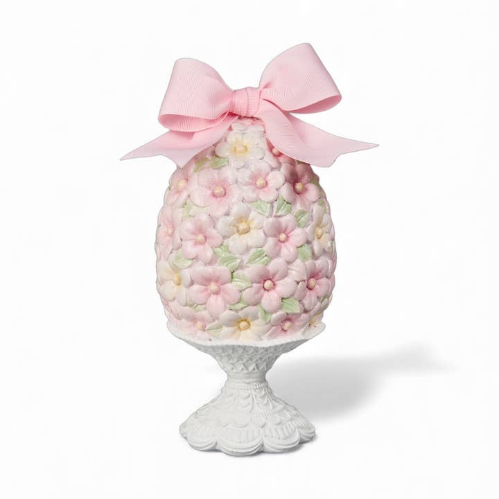 Pink 8" Flower Egg on Stand