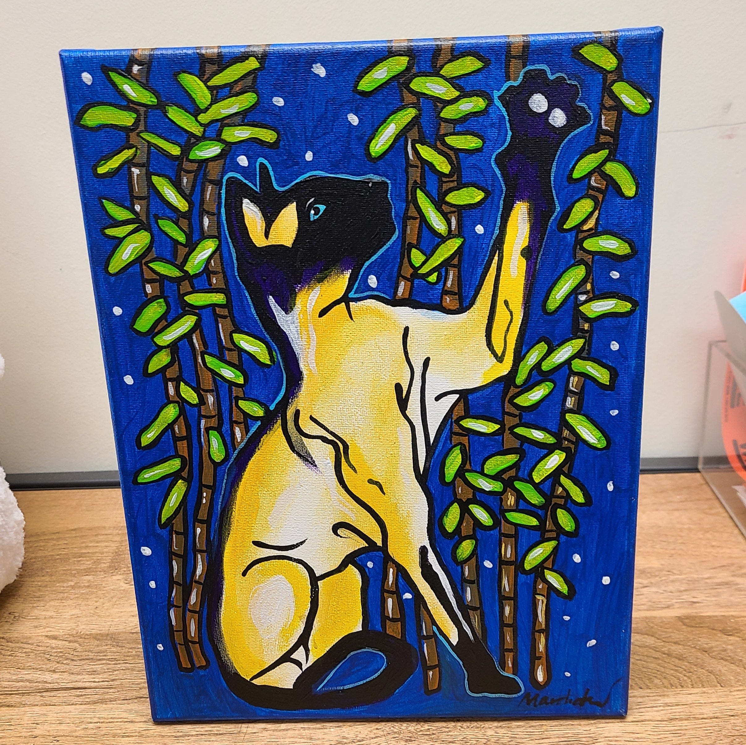 Mardiclaw Siamese Cat In Bamboo Painting On Canvas - Little Miss Muffin Children & Home
