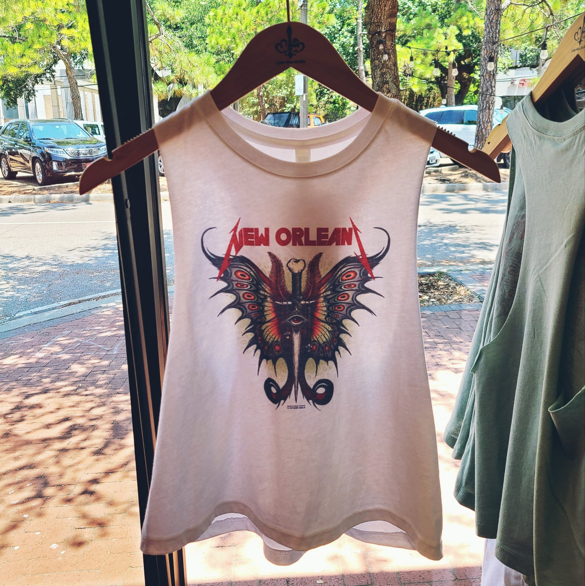 women's crop top New Orleans moth muscle tank