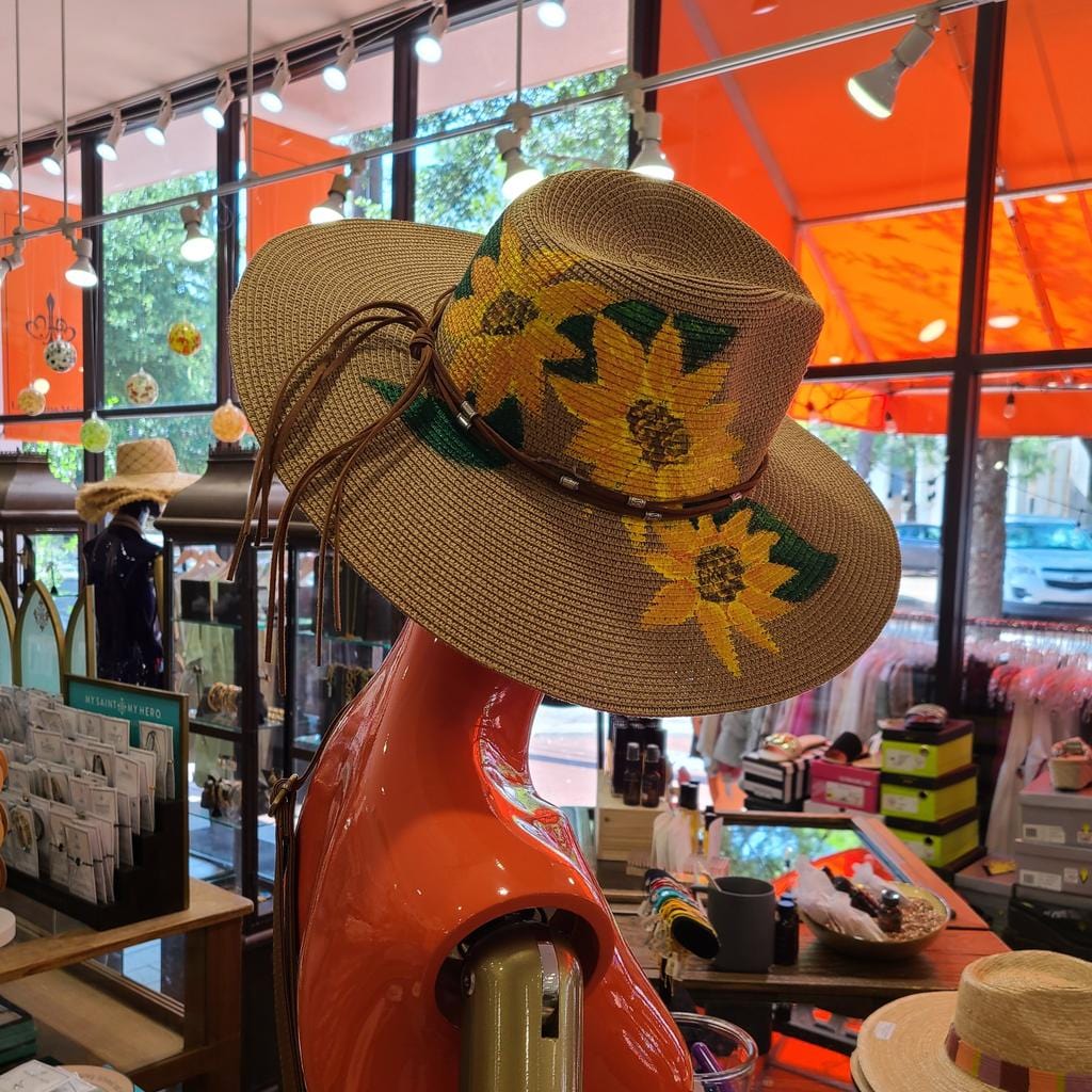 Little Miss Muffin Exclusive Michelle's Art Box Hand-Painted Sunflower Floppy Hat - Little Miss Muffin Children & Home