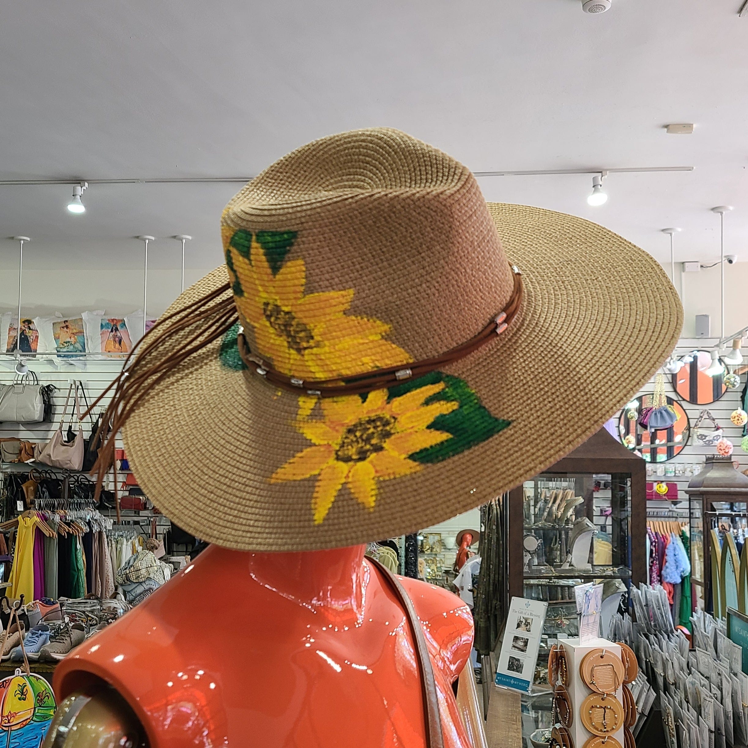 Custom painted floral summer hat Hand Painted Mexican Art Folkloric Straw Sun Hat Sombrero  main image 3