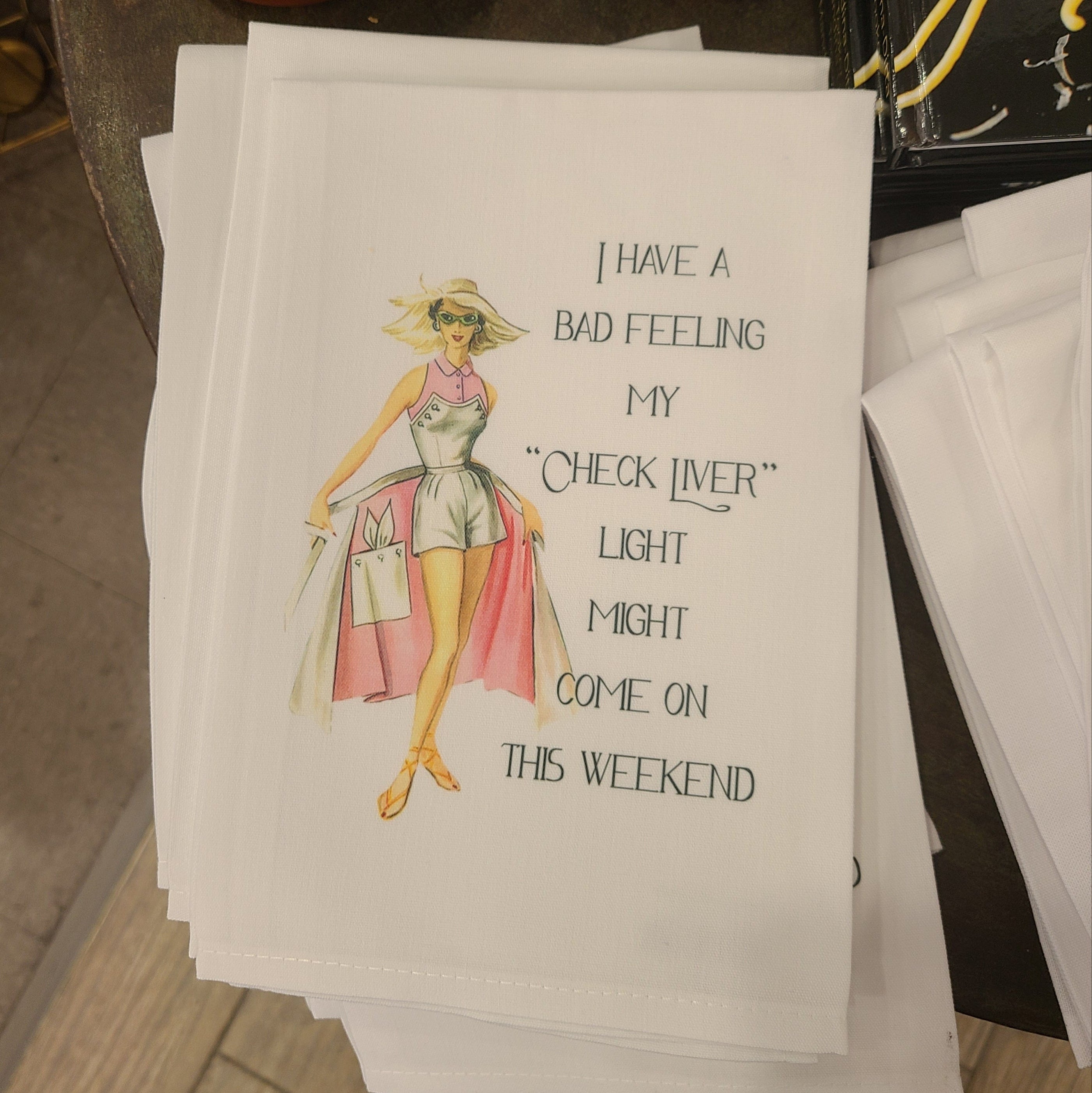 Sassy Talkin Sassy Talkin "Check Liver Light"  Dish Towel - Little Miss Muffin Children & Home