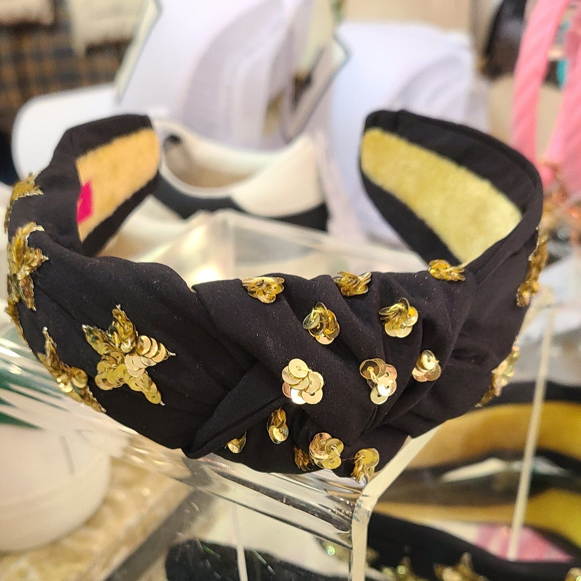 Golden Lily Golden Lily Black Knot Headband with Gold Sequin Star - Little Miss Muffin Children & Home