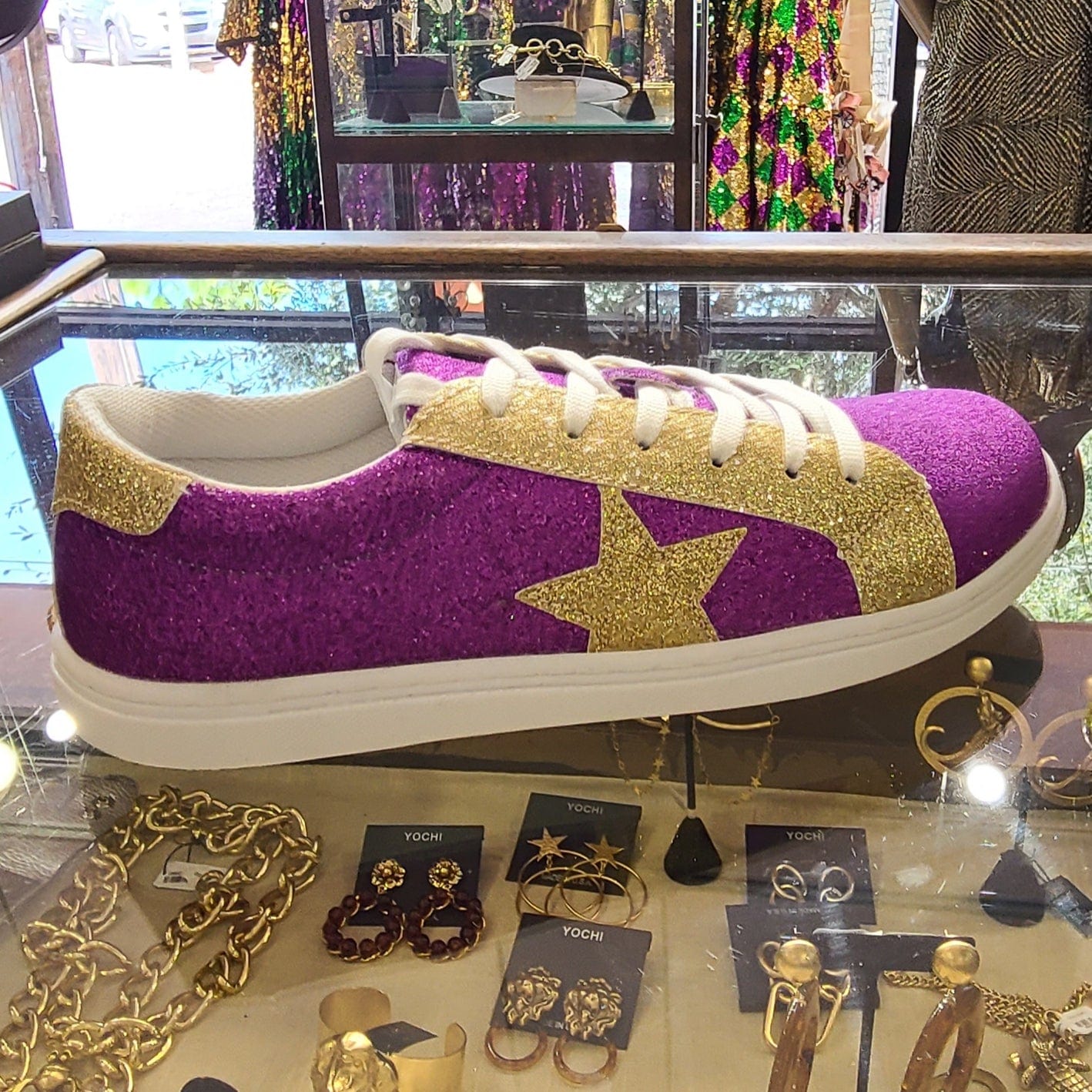 Ladies Purple & Gold Glitter Sneaker