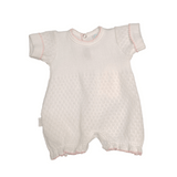 Paty, Inc. Paty Short Sleeve Cuffed Gathered White Bubble with Pink Trim - Little Miss Muffin Children & Home