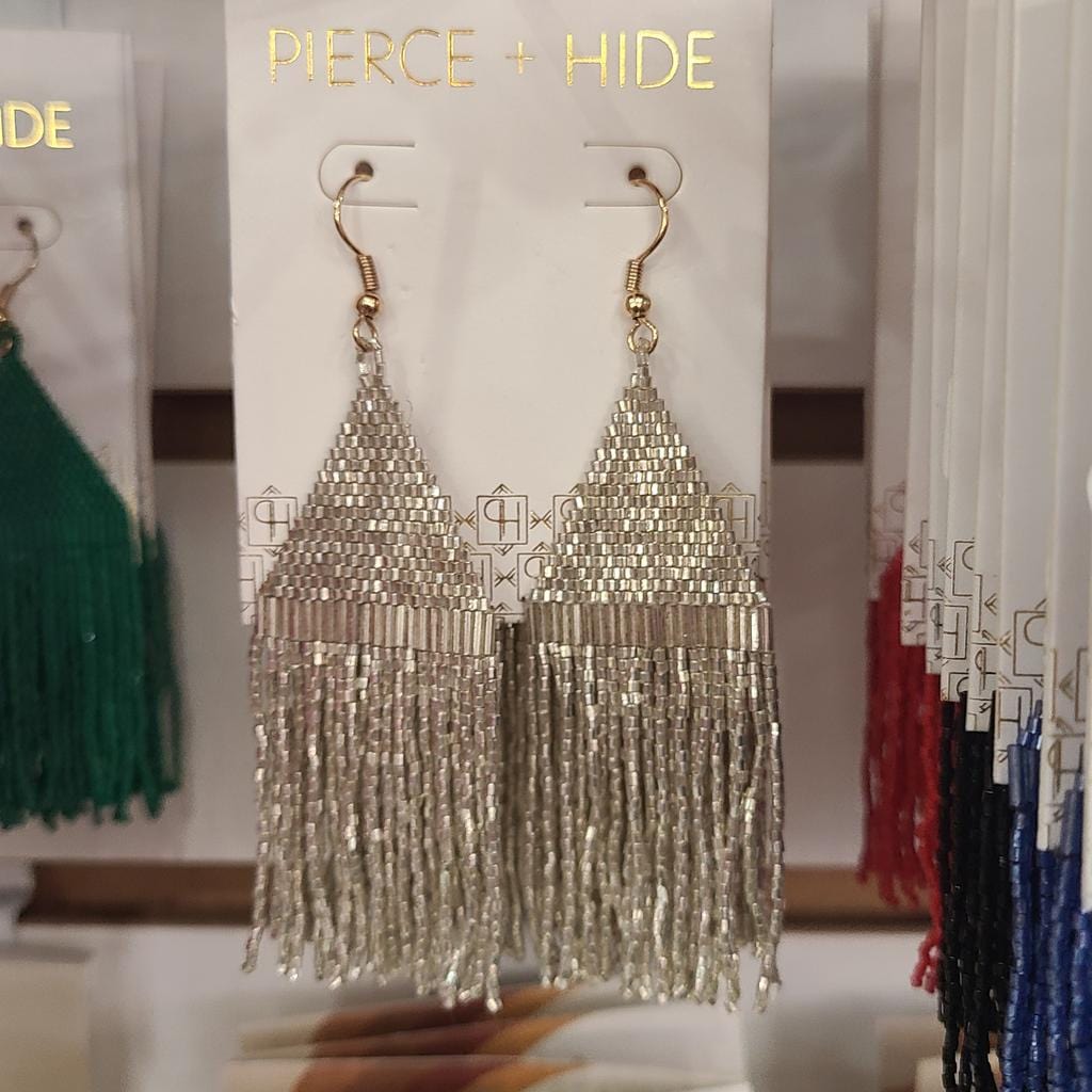 Pierce + Hide Pierce + Hide Custom Beaded Diamond Fringe Earrings - Little Miss Muffin Children & Home