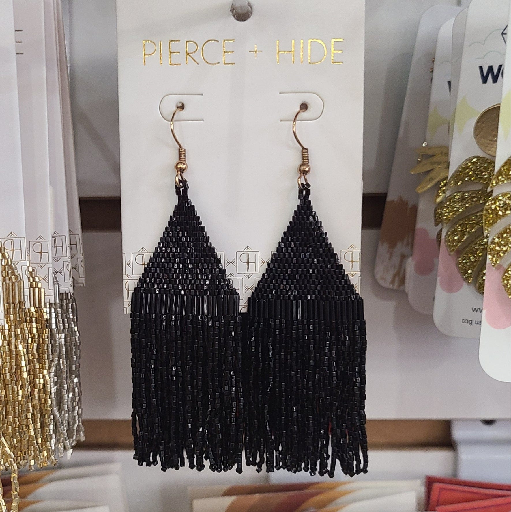 Pierce + Hide Pierce + Hide Custom Beaded Diamond Fringe Earrings - Little Miss Muffin Children & Home