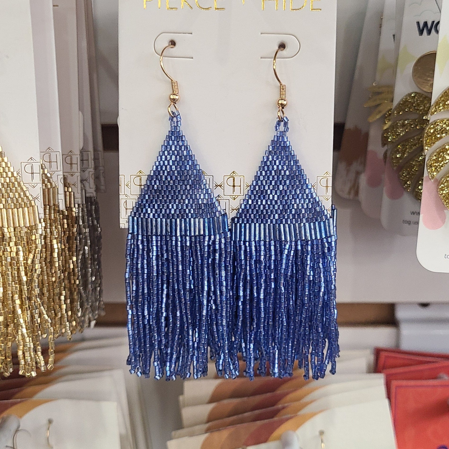 Pierce + Hide Pierce + Hide Custom Beaded Diamond Fringe Earrings - Little Miss Muffin Children & Home