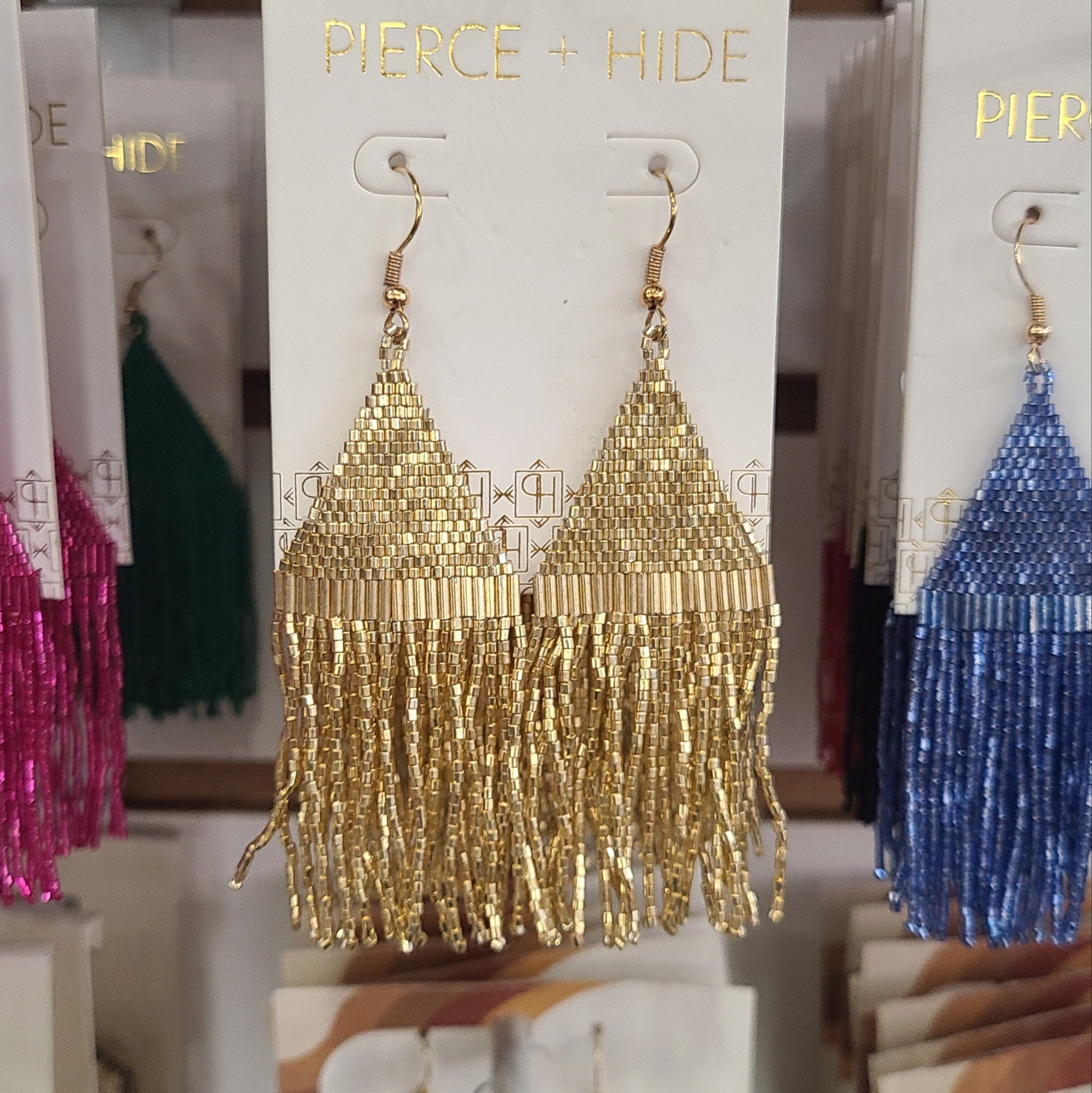 Pierce + Hide Pierce + Hide Custom Beaded Diamond Fringe Earrings - Little Miss Muffin Children & Home