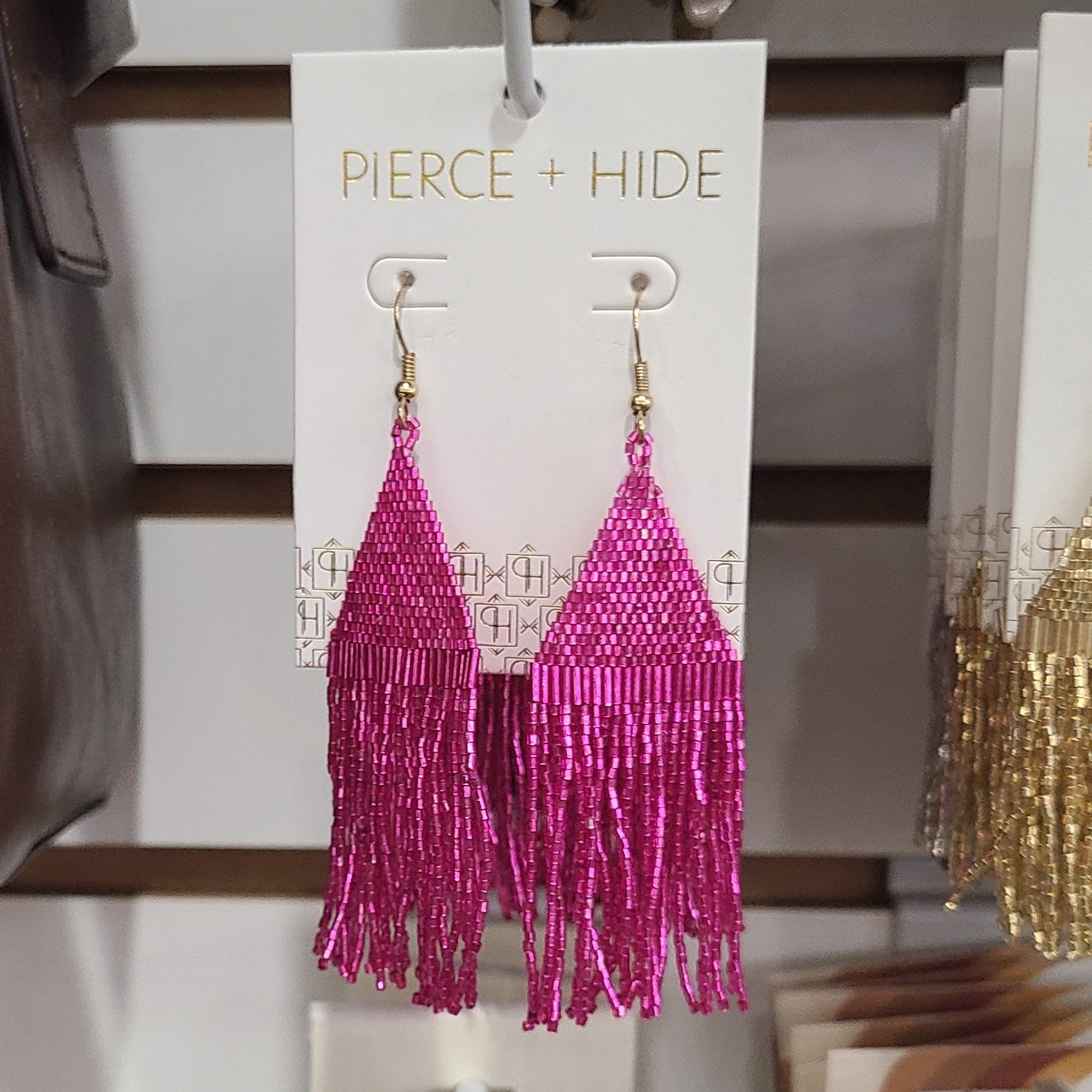Pierce + Hide Pierce + Hide Custom Beaded Diamond Fringe Earrings - Little Miss Muffin Children & Home