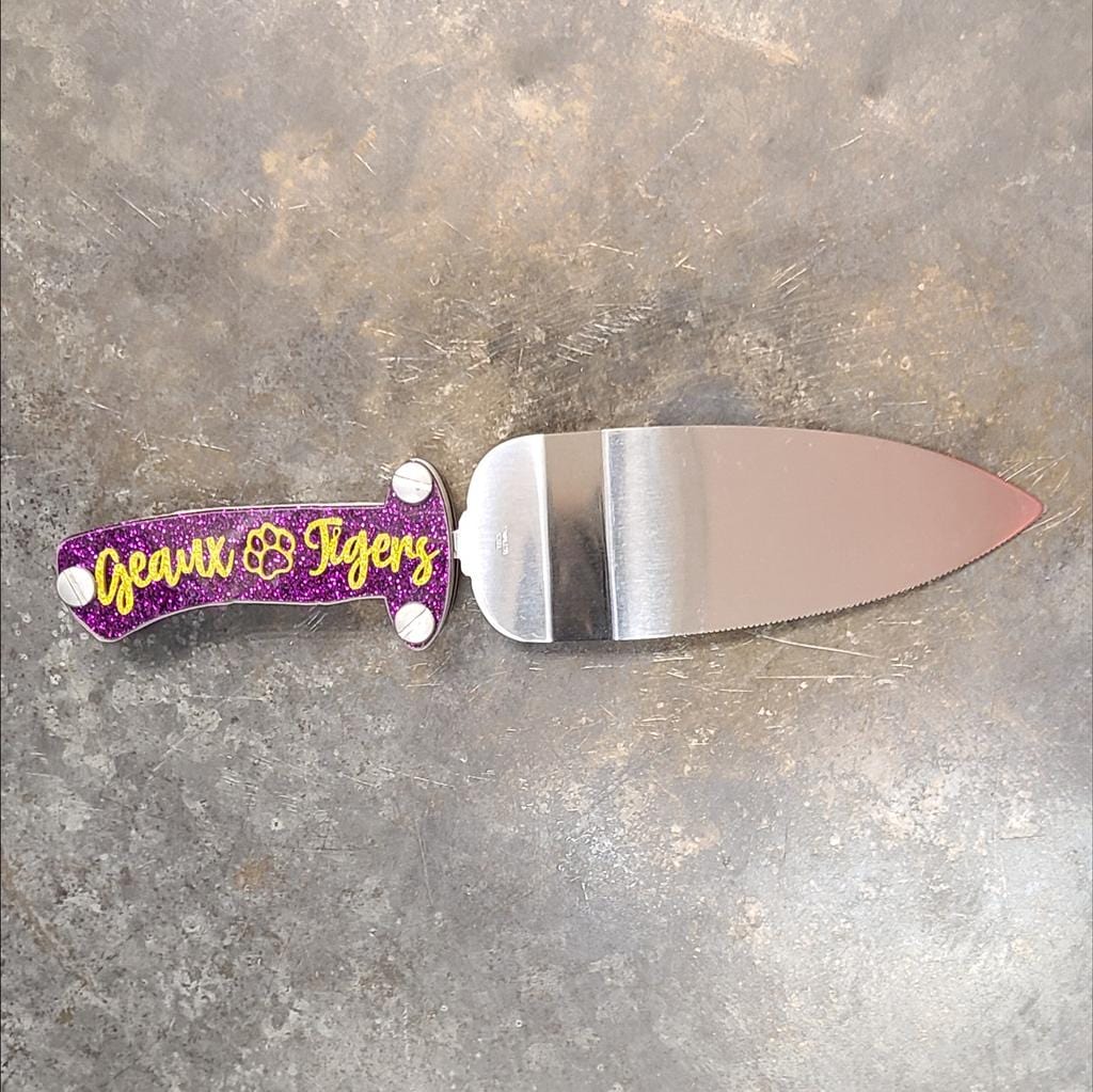 The Unique Oyster Boutique The Unique Oyster Boutique Non Interchangeable Knife Handle -Geaux Tigers - Little Miss Muffin Children & Home