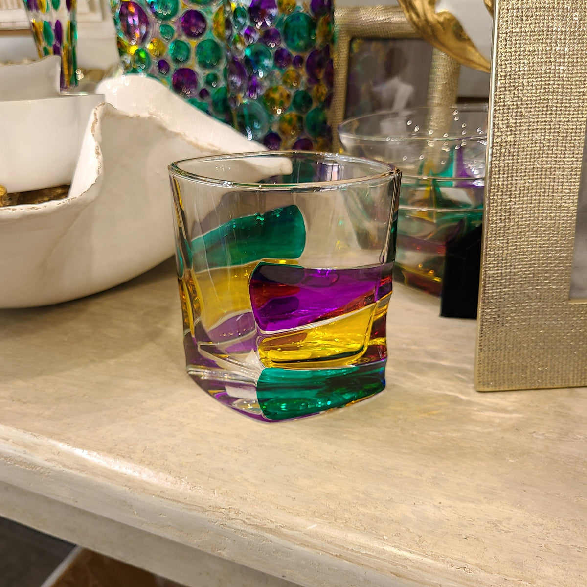 Gage Gage Ibiza Double Old Fashion Whiskey Glass, Mardi Gras - Little Miss Muffin Children & Home