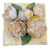 TamScottArt 6x6 Clay Floral Peony Bouquet Artwork, Off White